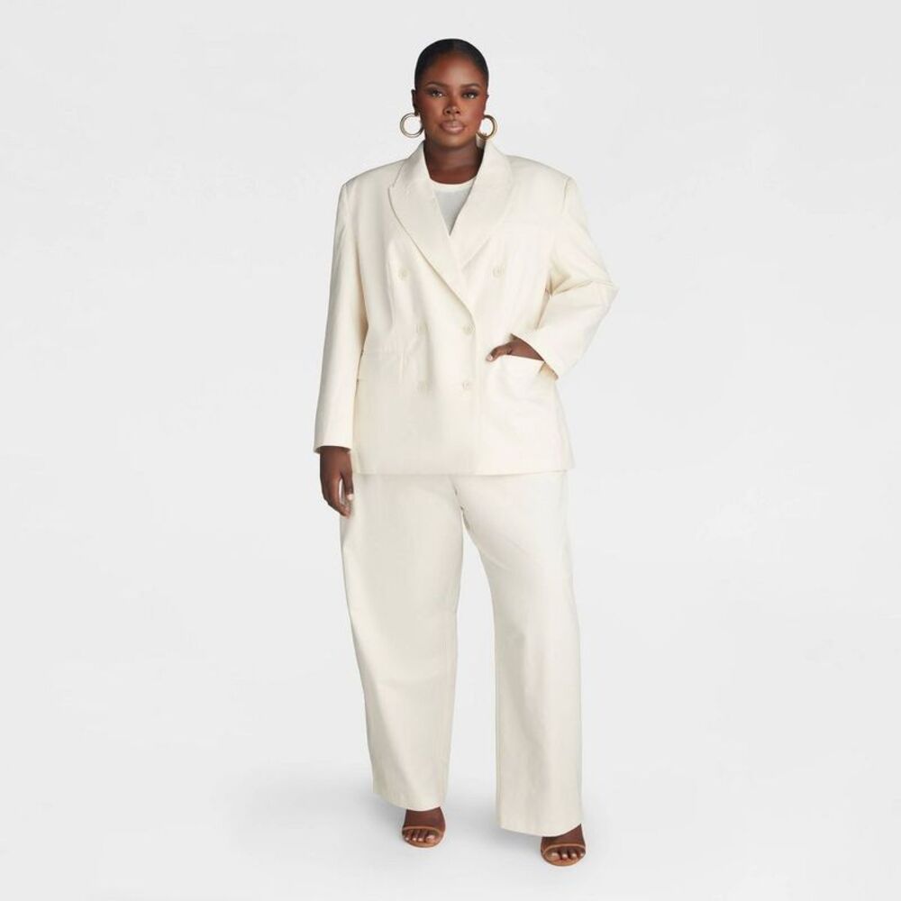 KBB by Kahlana -  Women's 'The Mid-Rise Barrel Leg Tr Off-White - Picture 3 of 3